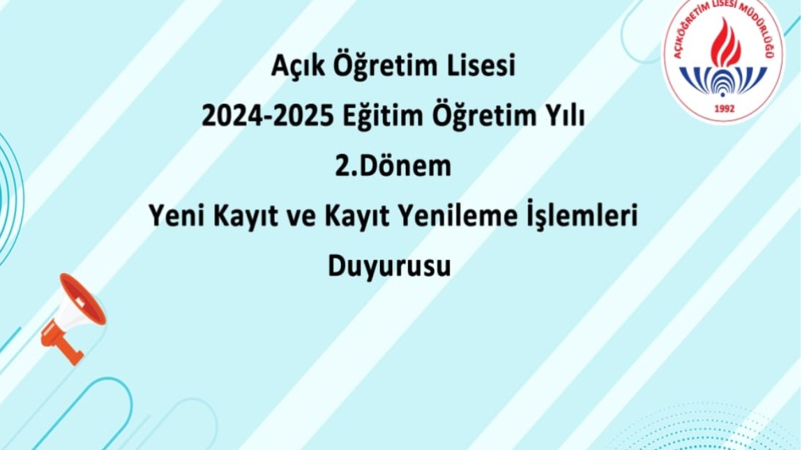 AÇIK LİSE DUYURU